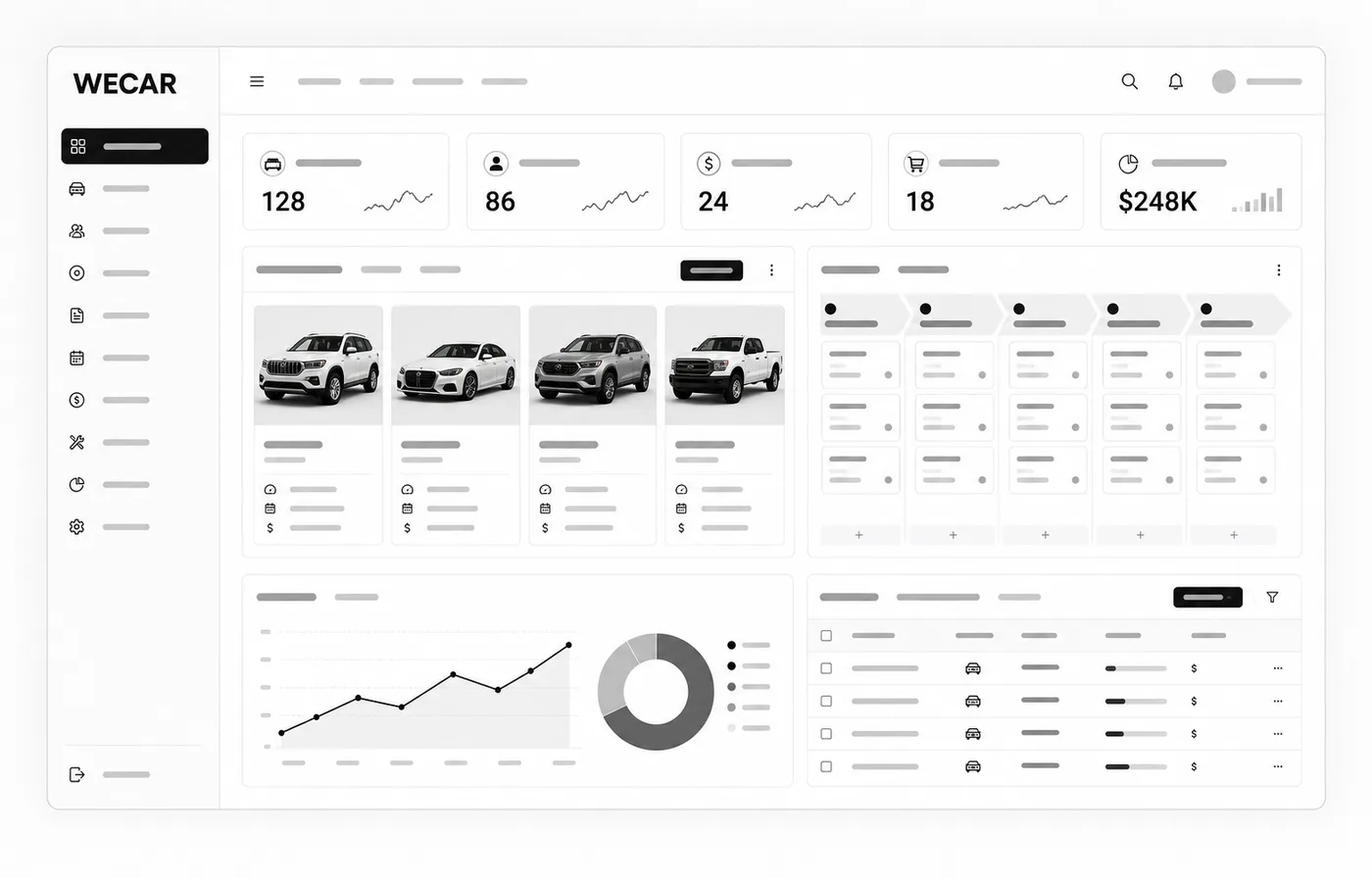 WECAR profesyonel arayüz mockup'ı