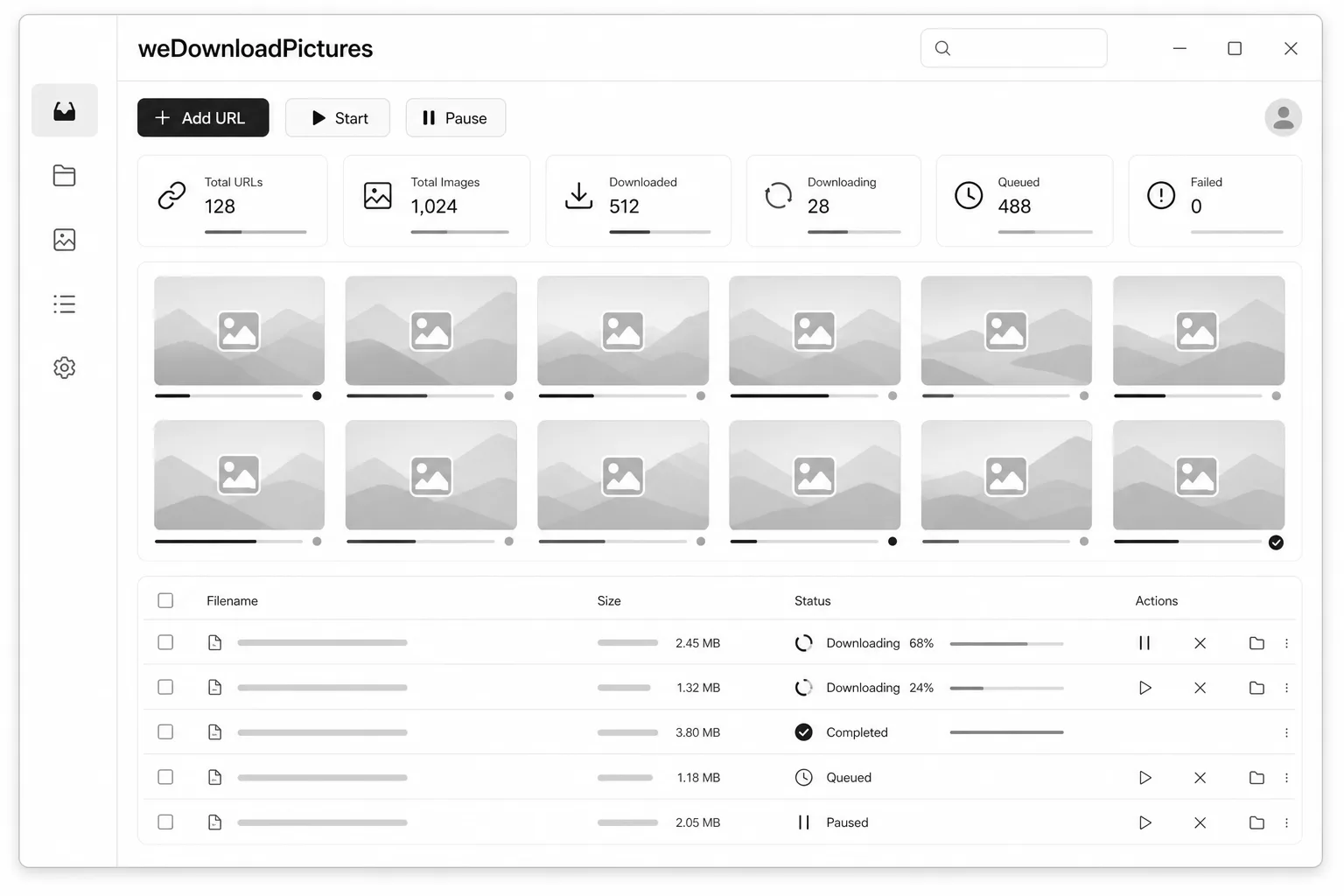 weDownloadPictures profesyonel arayüz mockup'ı