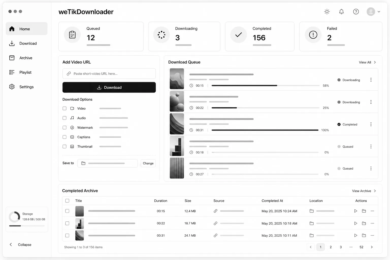 weTikDownloader profesyonel arayüz mockup'ı